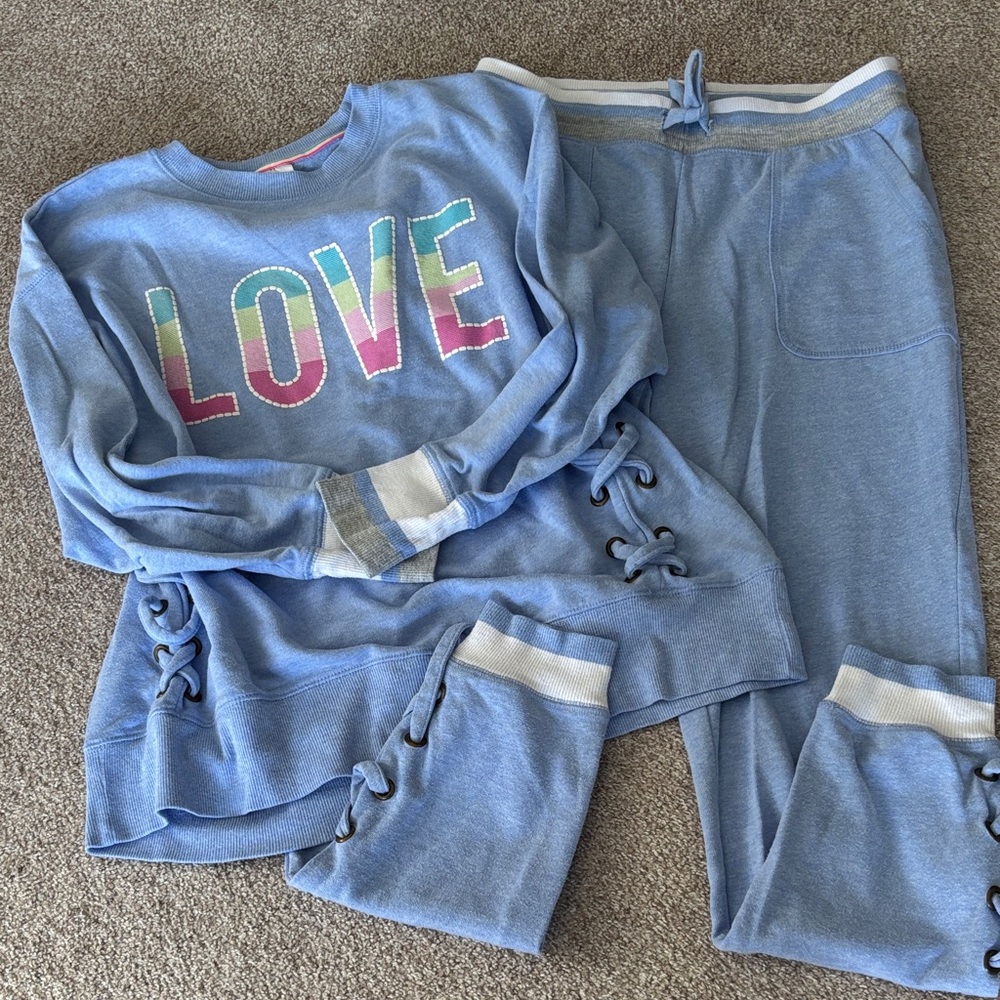 Secret Treasures Blue Pajama Set with LOVE Design